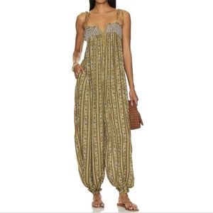 Women’s New Intimately Free People Rule The World Jumpsuit in Fern Combo Size L